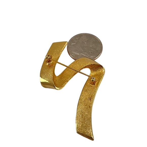 Vintage Gold Tone Abstract Brooch Pin Zig Zag - Picture 5 of 6